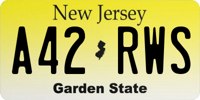 NJ license plate A42RWS