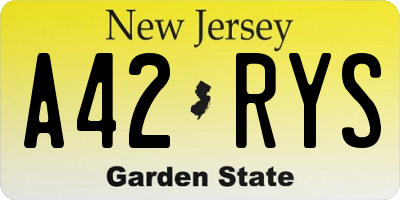 NJ license plate A42RYS