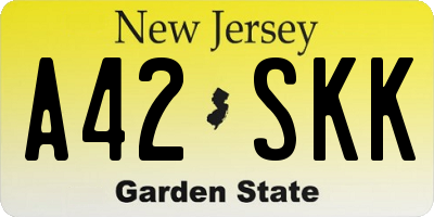 NJ license plate A42SKK