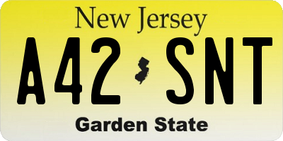 NJ license plate A42SNT