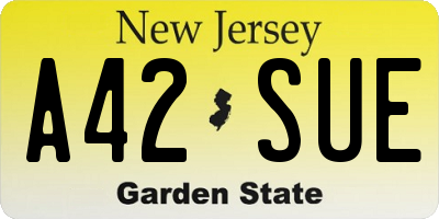 NJ license plate A42SUE