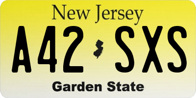 NJ license plate A42SXS