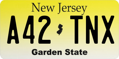 NJ license plate A42TNX