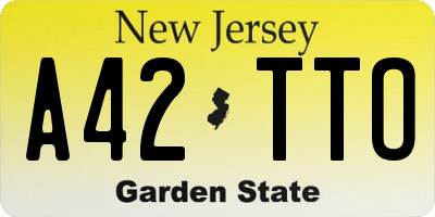 NJ license plate A42TTO