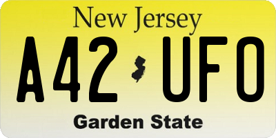 NJ license plate A42UFO