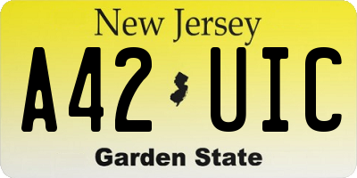 NJ license plate A42UIC