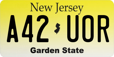 NJ license plate A42UOR