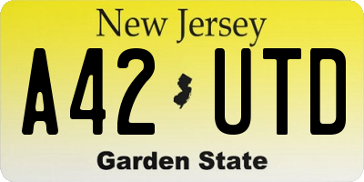 NJ license plate A42UTD