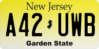 NJ license plate A42UWB