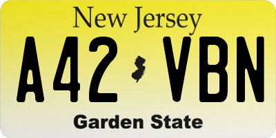 NJ license plate A42VBN