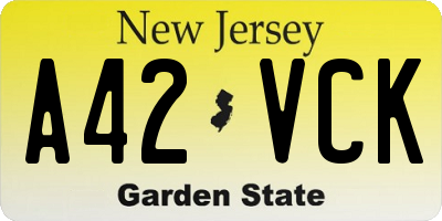 NJ license plate A42VCK