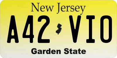 NJ license plate A42VIO