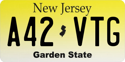 NJ license plate A42VTG