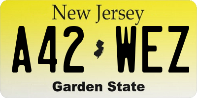 NJ license plate A42WEZ