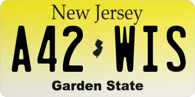 NJ license plate A42WIS