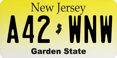 NJ license plate A42WNW