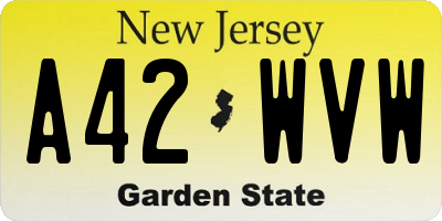 NJ license plate A42WVW