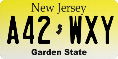 NJ license plate A42WXY