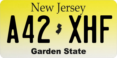 NJ license plate A42XHF