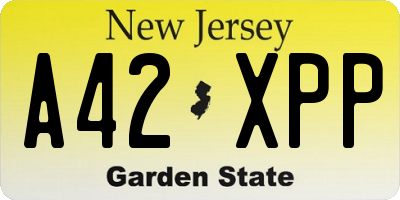 NJ license plate A42XPP