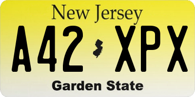 NJ license plate A42XPX