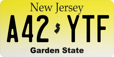 NJ license plate A42YTF