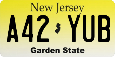NJ license plate A42YUB