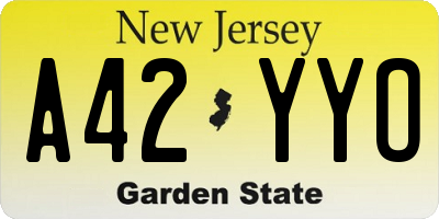 NJ license plate A42YYO