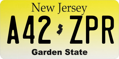 NJ license plate A42ZPR