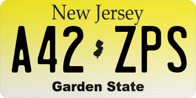 NJ license plate A42ZPS