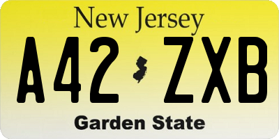 NJ license plate A42ZXB