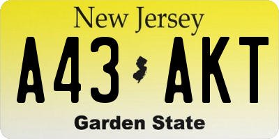 NJ license plate A43AKT