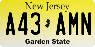 NJ license plate A43AMN