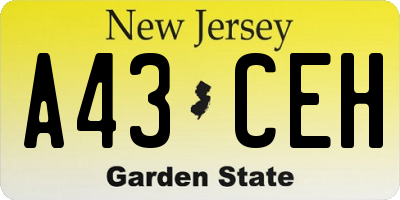 NJ license plate A43CEH