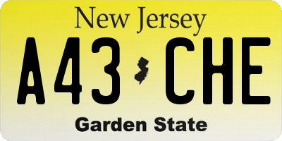 NJ license plate A43CHE