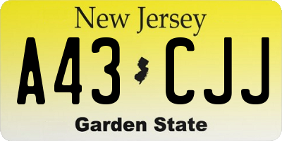 NJ license plate A43CJJ