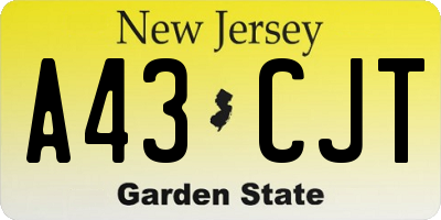 NJ license plate A43CJT