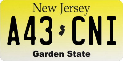 NJ license plate A43CNI