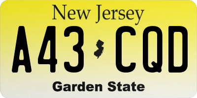 NJ license plate A43CQD