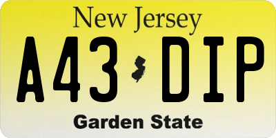 NJ license plate A43DIP