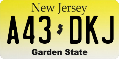 NJ license plate A43DKJ