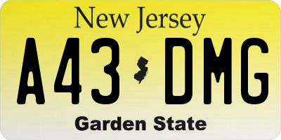 NJ license plate A43DMG