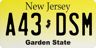 NJ license plate A43DSM