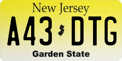 NJ license plate A43DTG
