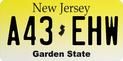 NJ license plate A43EHW