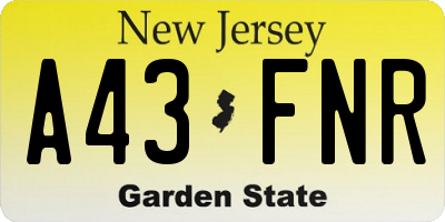 NJ license plate A43FNR