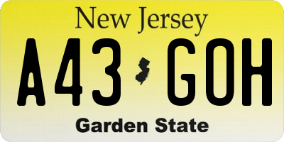 NJ license plate A43GOH