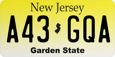 NJ license plate A43GQA
