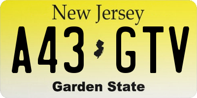 NJ license plate A43GTV