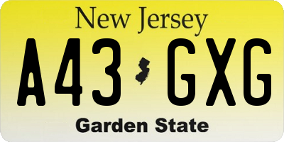NJ license plate A43GXG